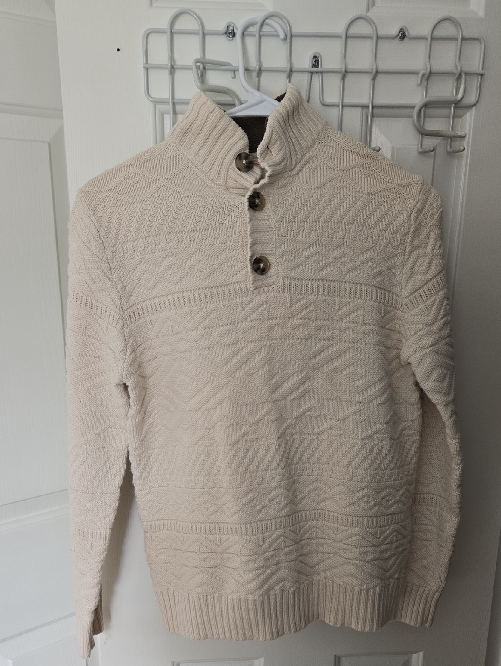 Boy's ByCat & Jack Cream Button-Neck Turtleneck Sweater